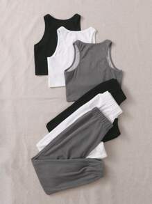 3sets Tank Top & Joggers Lounge Set - Multicolor - View 2