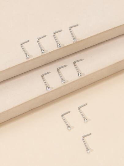 10قطع/طقم فولاذ غير قابل للصدأ , أسلوب أساسي مع أنيق بديكور حجر الراين مجوهرات زينة أنف للنساء و للرجال , البونك ثقب , A الموضة مجوهرات الجسم هدية الى أي مناسبات