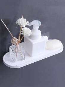 1 Treo Tường ABS Phòng Tắm Giá Đựng Đồ, Chắc Chắn Đơn Giản Có Thể Giặt Kệ Lưu Trữ Đơn Vị Cho Phòng Tắm Giặt - trắng - Xem 1