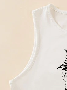 SHEIN Unity Top tank corto con estampado de sol y luna - Blanco - Ver 3