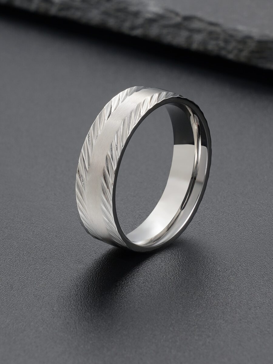 الموضة و شائع للرجال محكم خاتم معدني فولاذ غير قابل للصدأ الى مجوهرات هدية و الى A أنيق نظرة - فضي - مشاهدة 1