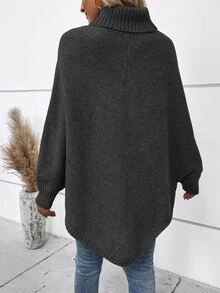 SHEIN LUNE Áo len nữ màu trơn Thanh lịch - màu đen - Xem 2