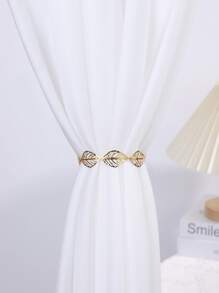 1pc Leaf Decor Curtain Holdback - Gold - View 3