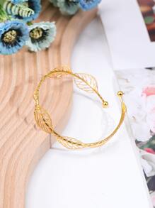 1pc Leaf Decor Curtain Holdback - Gold - View 4