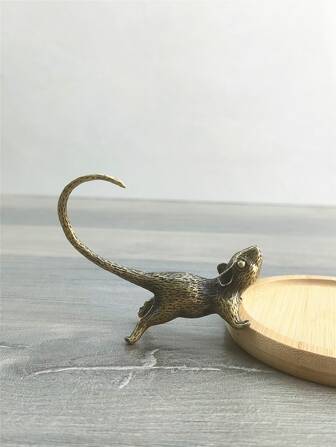 1pc Vintage Bronze-Color Fortune Rat Tea Pet Small Figurine Decor Best Gifts Birthday Graduation