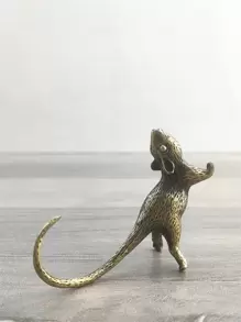 1 pieza Figura decorativa vintage de color bronce de una rata de la fortuna, mejor regalo