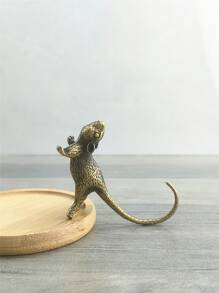 1 pieza Figura decorativa vintage de color bronce de una rata de la fortuna, mejor regalo