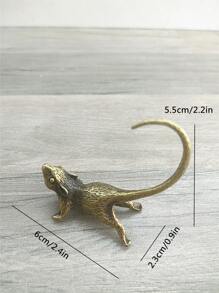 1 pieza Figura decorativa vintage de color bronce de una rata de la fortuna, mejor regalo