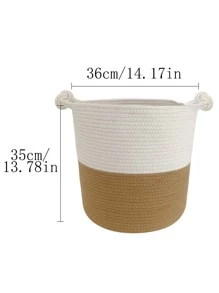 1pc Two Tone Foldable Woven Laundry Hamper - Multicolor - View 3