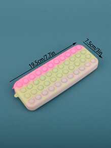 1入組撞色流行鉛筆盒兒童簡約便攜減壓泡泡筆袋辦公文具收納盒 - 綠色 - 查看 5