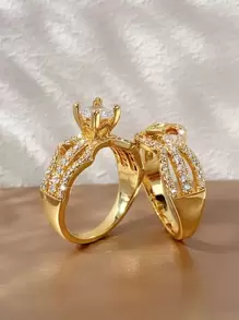 2pcs/Set Gorgeous Cubic Zirconia Ring Set For Women For Wedding Jewelry Valentine's Gift