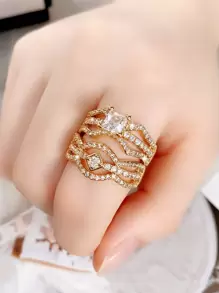 2pcs/Set Gorgeous Cubic Zirconia Ring Set For Women For Wedding Jewelry Valentine's Gift