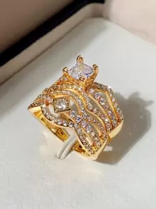 2pcs/Set Gorgeous Cubic Zirconia Ring Set For Women For Wedding Jewelry Valentine's Gift