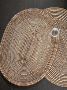 1pc Minimalist Oval Placemat - Coffee Brown - View 3