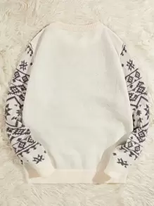 SHEIN CURVE+ Curve Plus 休闲圣诞图案毛衣 - 杏色 - 查看 2