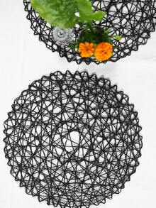 1pc Giấy dệt Hollow Place Mat - màu đen - Xem 2