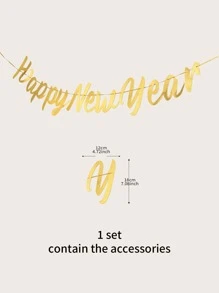 1pc New Year Party Decorative Banner - Gold - View 3