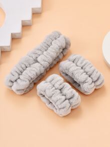 1 băng đô tắm trơn & 2 dây đeo cổ tay trang trí phòng tắm mùa hè - Xám - Xem 2