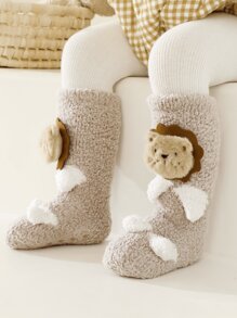 嬰兒1雙卡通獅子裝飾襪子 - 卡其色 - 查看 2