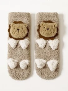 嬰兒1雙卡通獅子裝飾襪子 - 卡其色 - 查看 3
