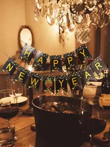 1set New Year Happy New Year Banner - Multicolor - View 1