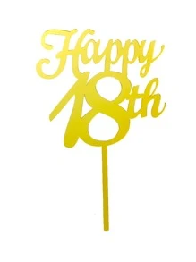 1入組18歲生日蛋糕裝飾 - 金色 - 查看 2