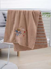 1pc Cupid Embroidered Bath Towel & 1pc Hand Towel Set - Khaki - View 2