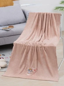 1pc Cupid Embroidered Bath Towel & 1pc Hand Towel Set - Khaki - View 5