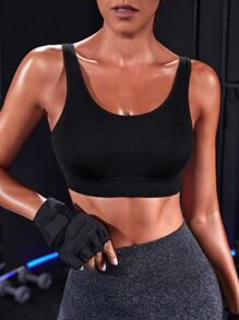 Powerista Áo ba lỗ thể thao Slogan Graphic Racer Back Áo ba lỗ tập luyện - màu đen - Xem 2