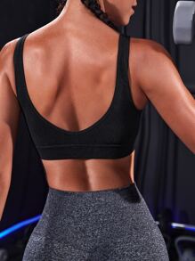 Powerista Áo ba lỗ thể thao Slogan Graphic Racer Back Áo ba lỗ tập luyện - màu đen - Xem 4