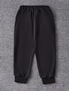 SHEIN Toddler Girls Reflective Letter Graphic Joggers - Black - View 2