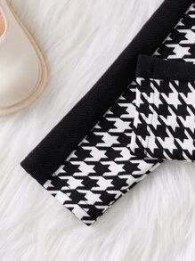 SHEIN Toddler Girls Houndstooth Print Peplum Top & Leggings - Black and White - View 4