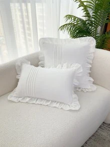 1pc Lace Cushion Cover Or Lumbar Pillowcase - White - View 1