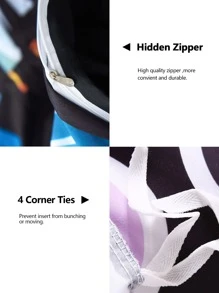 Basketball & Flame Print Duvet Cover Set Without Filler - Multicolor - View 4