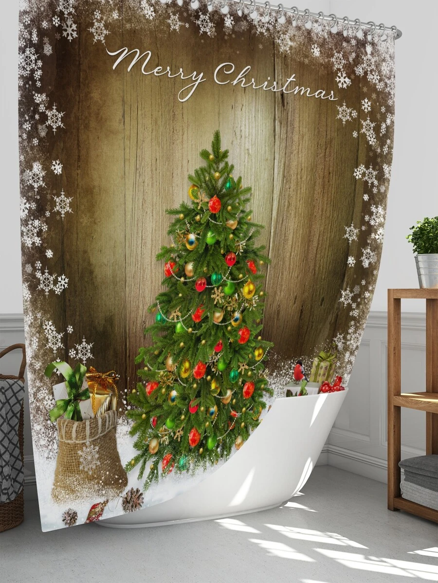 聖誕圖案浴簾 - 彩色 - 查看 1