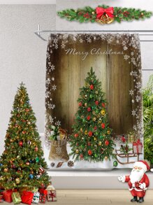 聖誕圖案浴簾 - 彩色 - 查看 2