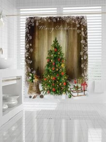 聖誕圖案浴簾 - 彩色 - 查看 3