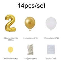 14pcs Number Shaped Birthday Balloon - Multicolor - View 3