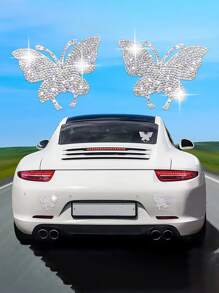 1sheet Rhinestone Butterfly Design Car Sticker - White - View 1