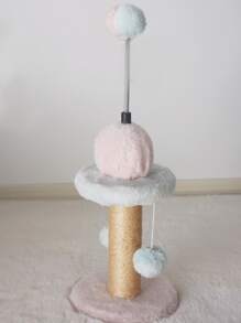 1pc Plush Ball Decor Cat Tree - Multicolor - View 3