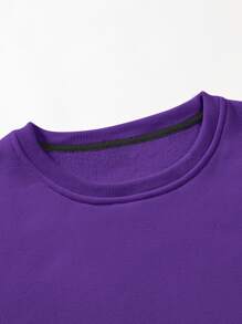 Manfinity LEGND Men Dragon And Letter Graphic Thermal Lined Pullover Sweatshirt Without Necklace , Fall Winter, Long Sleeve Top - Purple - View 3