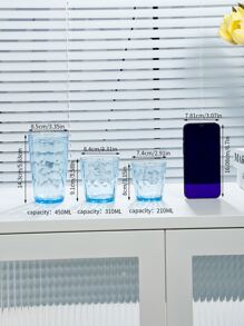 1pc Plain Clear Cup - Blue - View 7