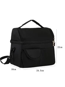 1 pieza Bolsa térmica unicolor portátil - Negro - Ver 4