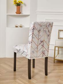 1pc Marble Print Stretchy Chair Slipcover - Multicolor - View 2