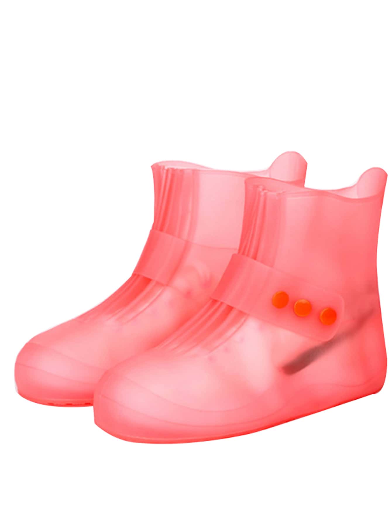 1pair Solid Non-slip Rain Boots Cover - Pink - View 1