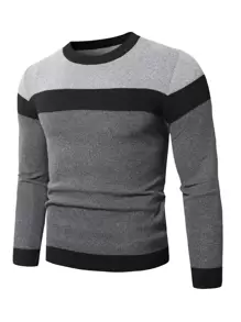 Manfinity Hombres Jersey panel con costura - Gris - Ver 1