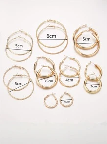 8pairs Minimalist Hoop Earrings - Yellow Gold - View 6