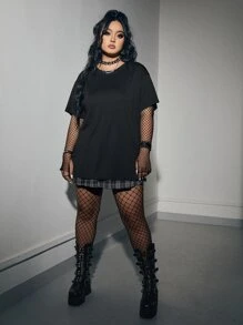 ROMWE Grunge Punk Áo thun Plus size Lễ Các Thánh Giải trí - màu đen - Xem 2