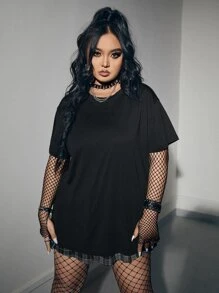 ROMWE Grunge Punk Áo thun Plus size Lễ Các Thánh Giải trí - màu đen - Xem 3