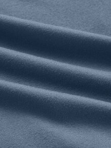 素色魚尾裙下擺休閒服連衣裙 - 霧霾藍 - 查看 3